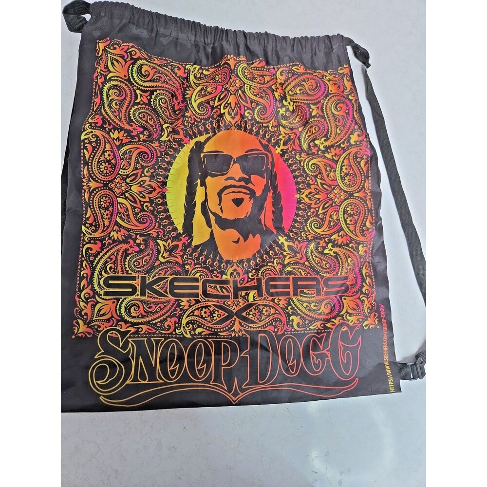 Snoop Dogg Skechers Drawstring Backpack Paisley Graphic Bag Black Orange 18x20